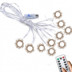 Clear wire LED curtain lights with USB controller and remote control