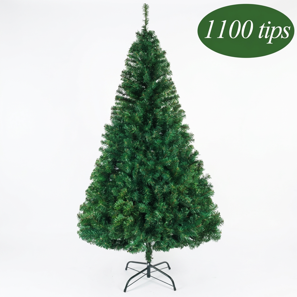 7ft green artificial Christmas tree with 1100 tips on a metal stand