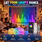 Dynamic lighting effects on RGB LED Christmas curtain lights
