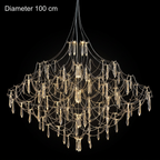 Celeste crystal chandelier 100 cm, lit on a black background