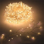Warm white cluster light string, close-up of the LED clusters