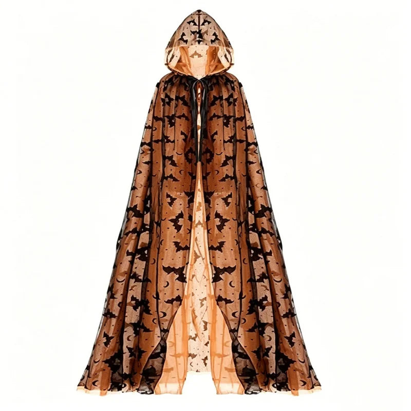 Orange bat hooded Halloween cloak