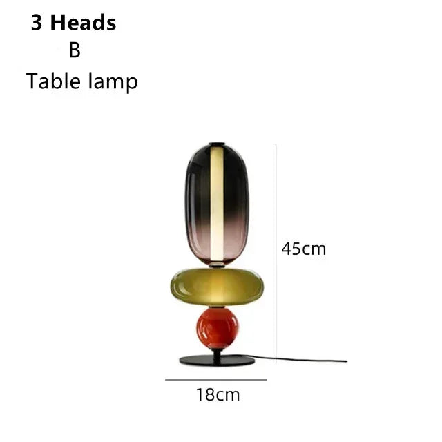 Opal stacked glass lamp – Table 45cm – 3-Head Smoke & Olive