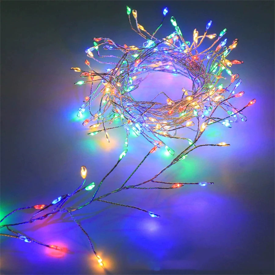 Multicolour cluster fairy lights loosely coiled