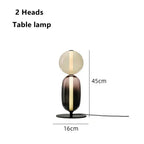 Opal stacked glass lamp – Table 45cm – 2-Head Pearl & Smoke