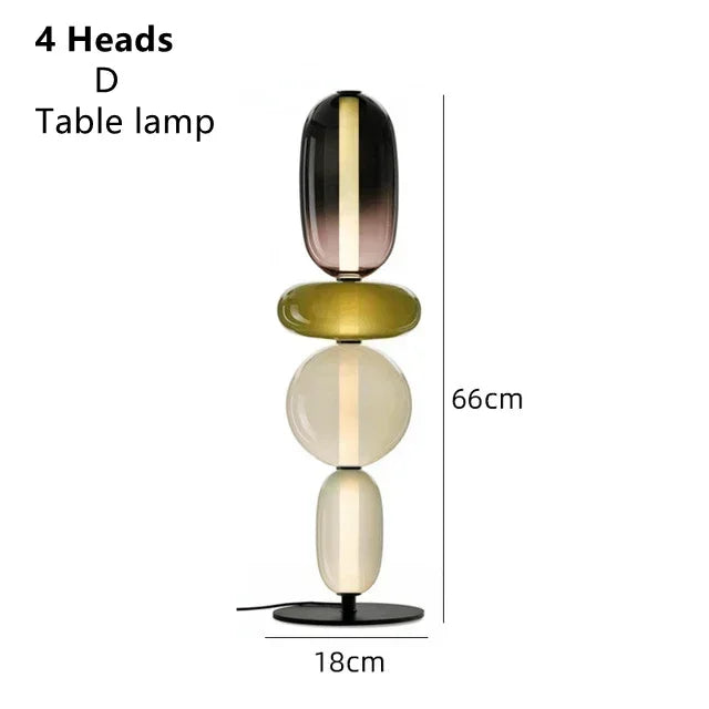 Opal stacked glass lamp – Table 66cm – 4-Head Smoke & Olive