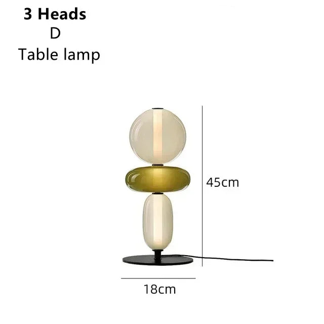 Opal stacked glass lamp – Table 45cm – 3-Head Pearl & Olive