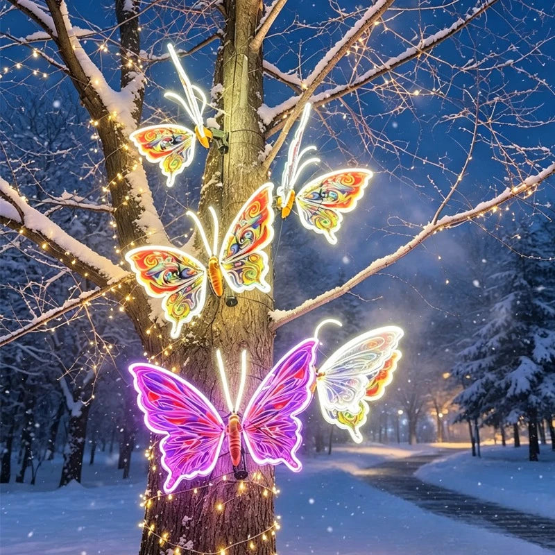 Colourful glowing LED butterfly lights