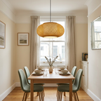 Bamboo pendant in a cosy UK dining room