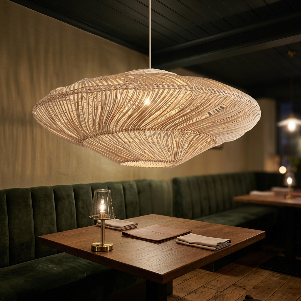 Beige pendant in a British restaurant
