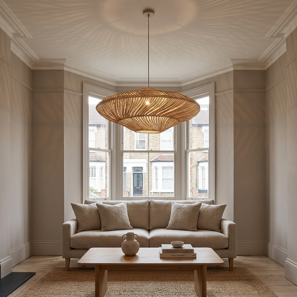 Beige pendant in a UK living room