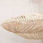 Beige rattan pendant close-up