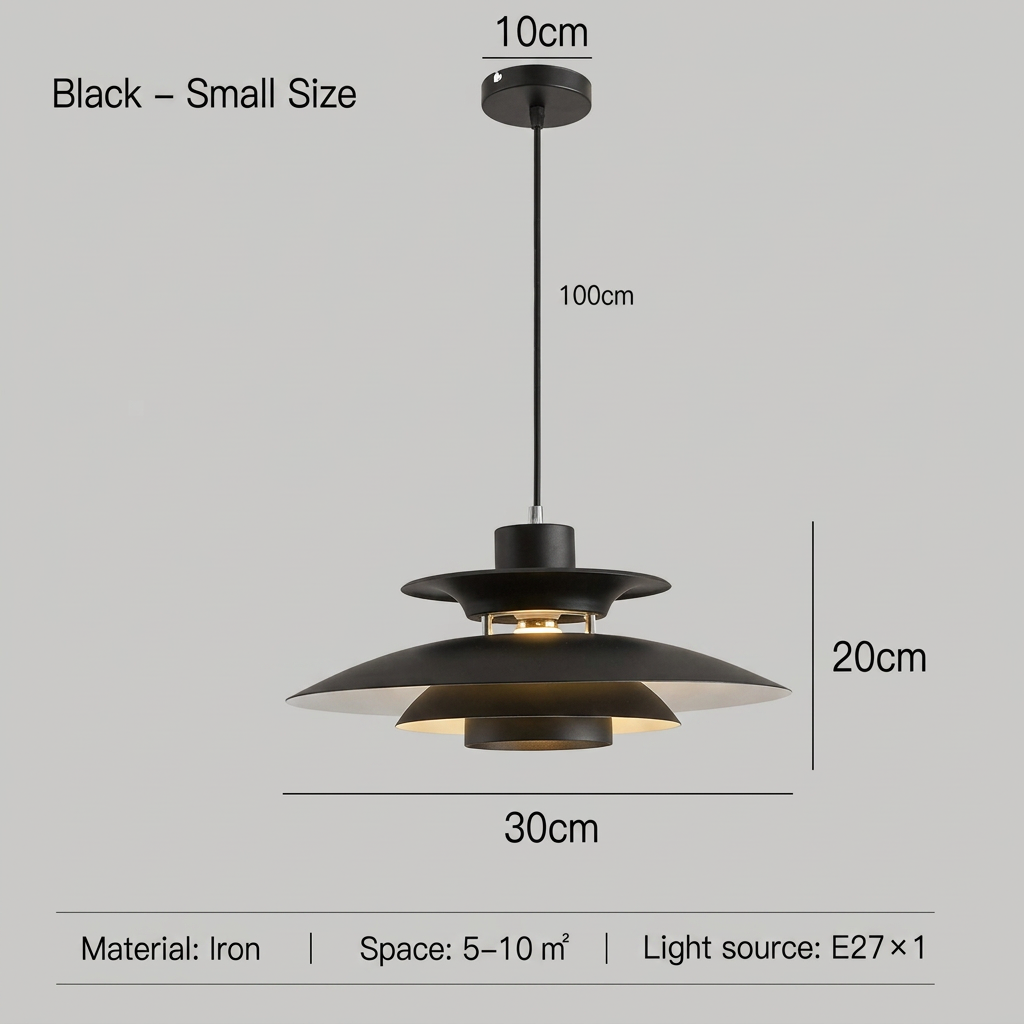 Black 30 cm pendant light square dimension image