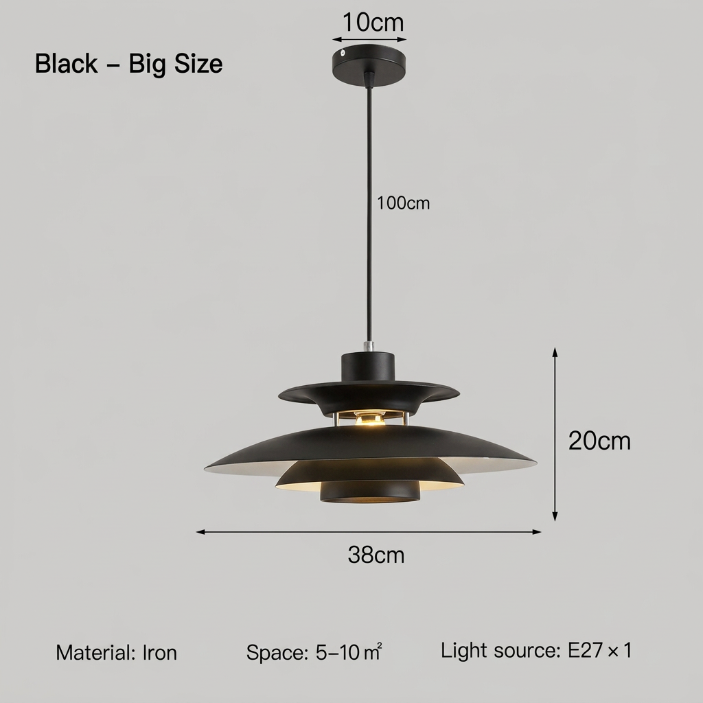 Black 38 cm pendant light square dimension image