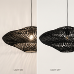 Black pendant light on and off comparison