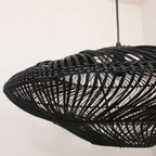 Black rattan pendant close-up