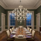 Chrome chandelier in a Georgian dining room