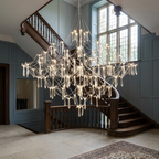 Chrome chandelier in an Edwardian entrance hall