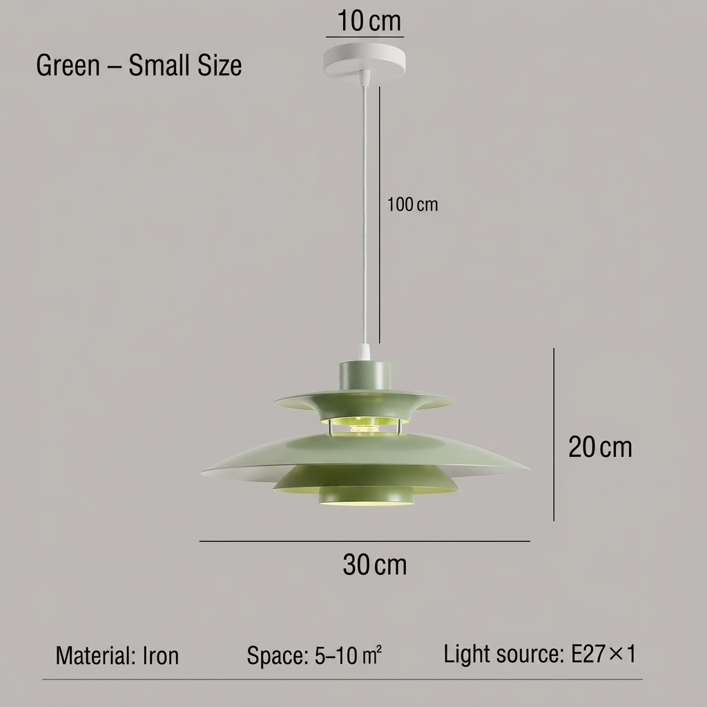 Green 30 cm pendant light square dimension image