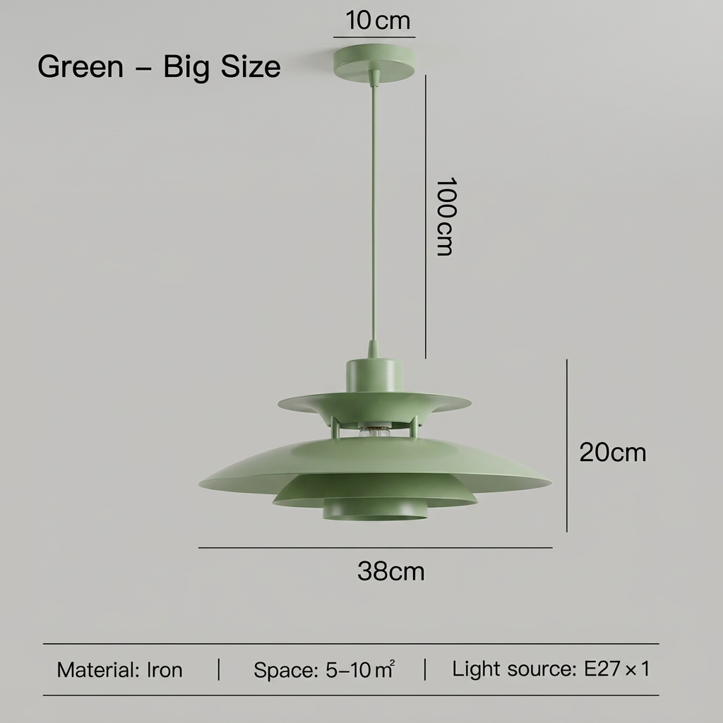 Green 38 cm pendant light square dimension image