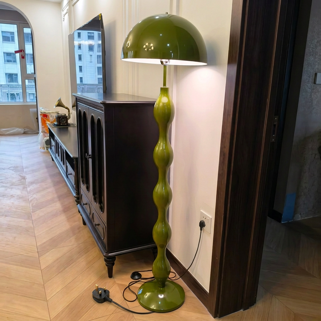 Green mushroom floor lamp with UK three-pin plug
