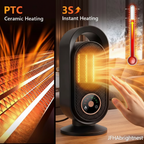 PTC ceramic heating element close-up and 3-second instant heating thermometer infographic – JFHAbrightnest branding
