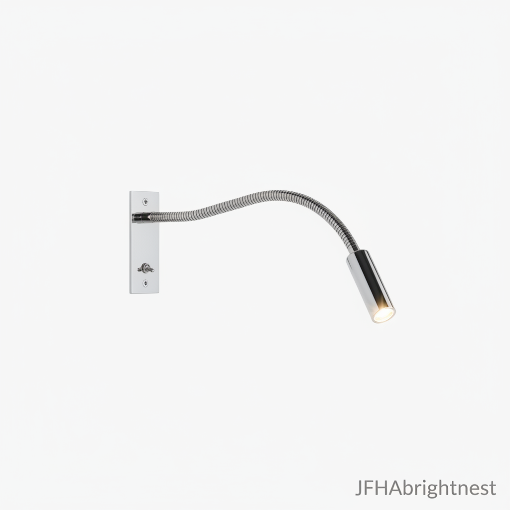 Halden gooseneck reading wall light in chrome, 40cm adjustable arm