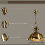 Edison Noir pendant light details: metal canopy, cast E27 lamp holder and industrial retro dome shade