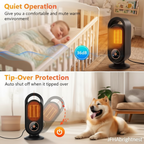 Quiet operation 36dB with sleeping baby scene and 45° tip-over protection with Shiba Inu dog – JFHAbrightnest branding
