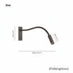 Halden reading wall light dimensions: 40cm reach, 13cm backplate, 8cm head