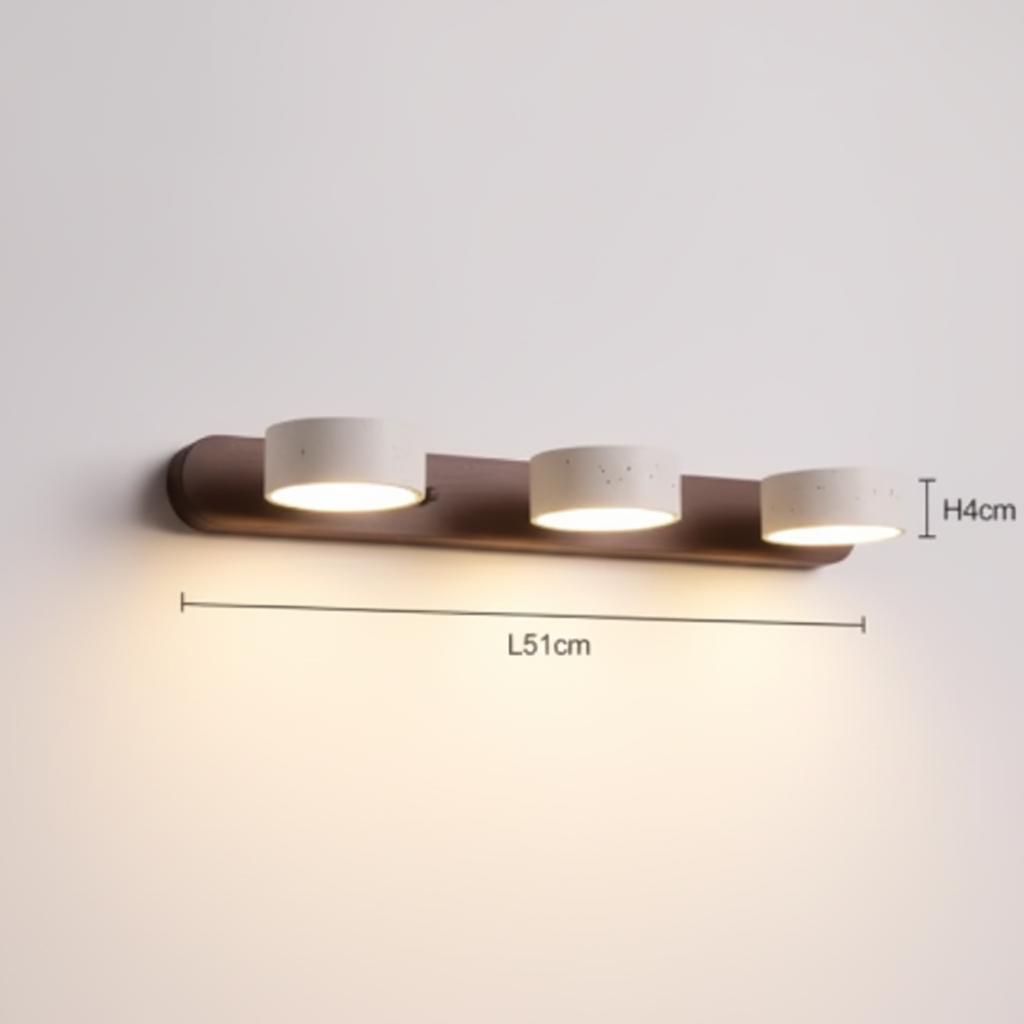 Walnut 3-light Wabi Sabi wall light, L51 x D10 x H4 cm