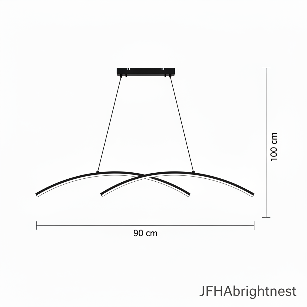 Dimension diagram showing 90cm fixture length and 100cm adjustable cord length