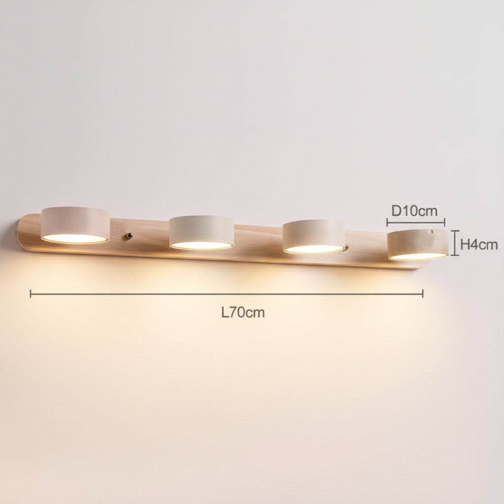 Log tone 4-light Wabi Sabi wall light, L70 x D10 x H4 cm