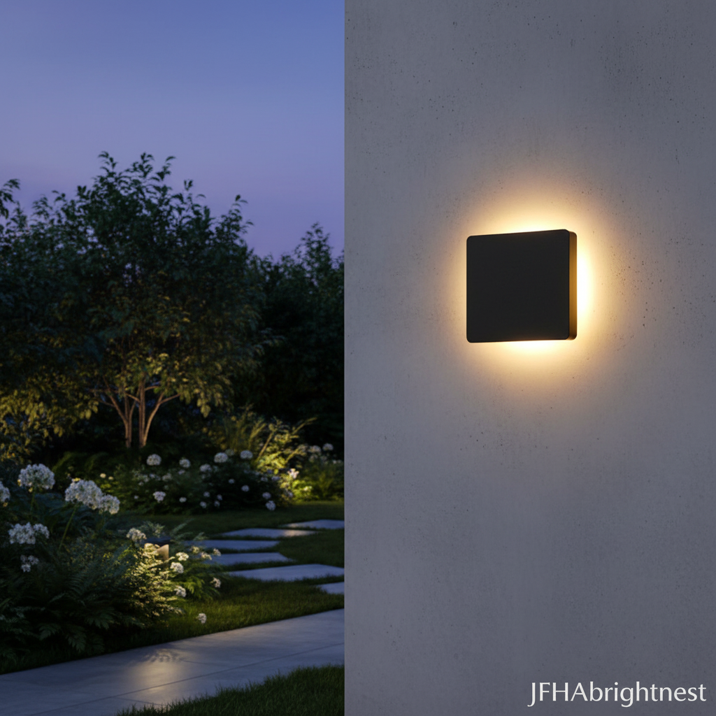 Klyne outdoor wall light in Black Square in an outdoor setting