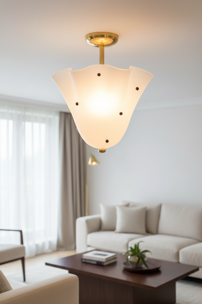 Eldis ceiling light in Gold and White in a bright living room