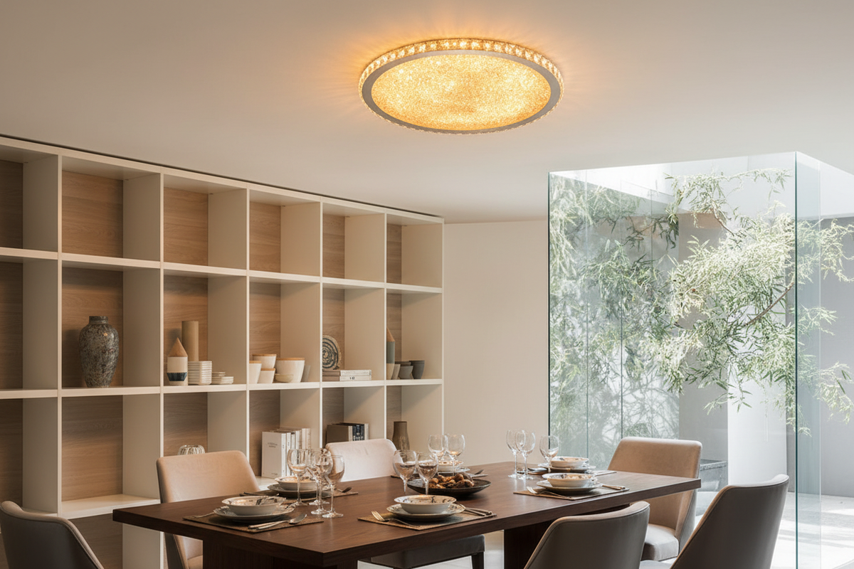 Eliza Crystal Ceiling Light - Amber - Dining Room