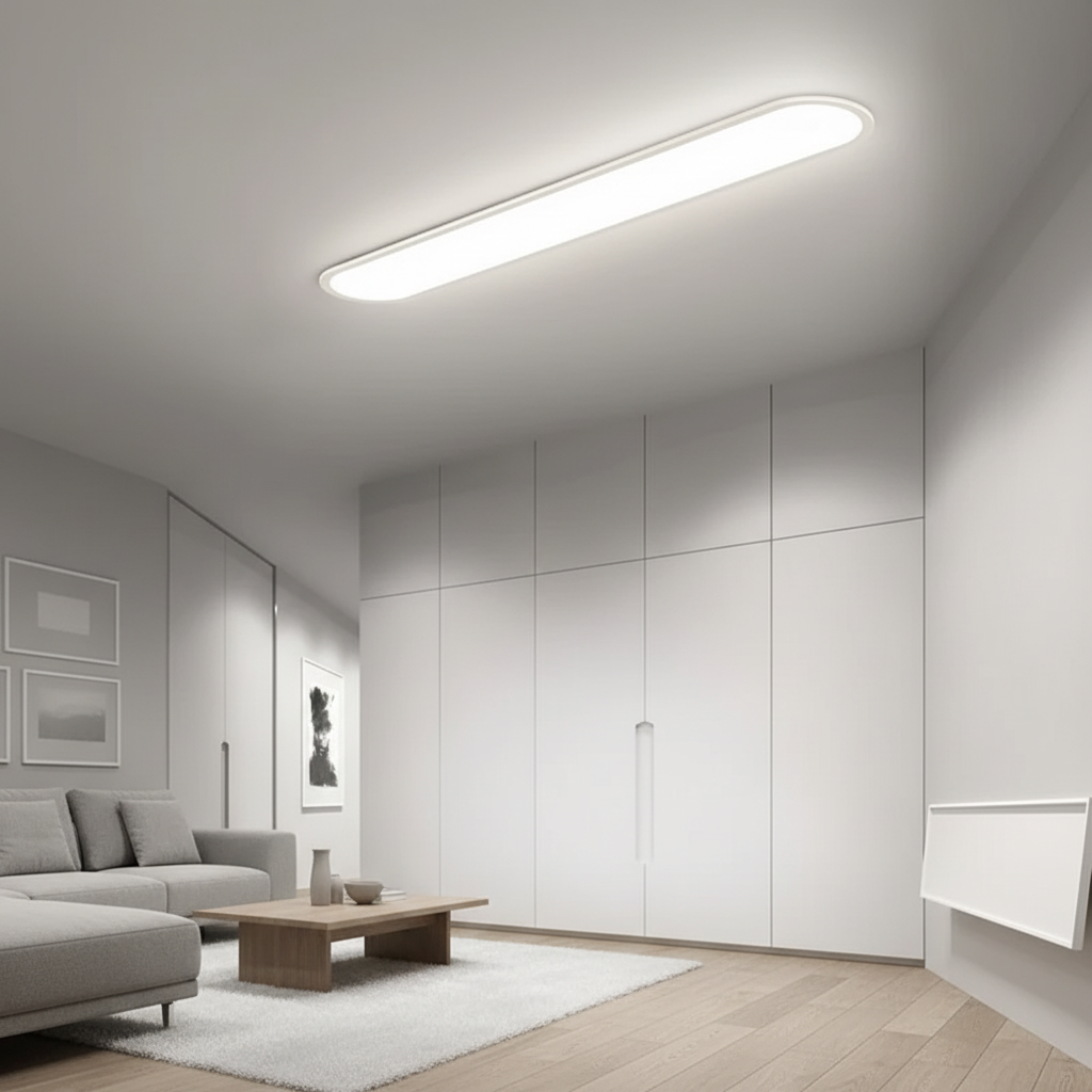 Rilo Oval Ceiling Light white frame in modern living room