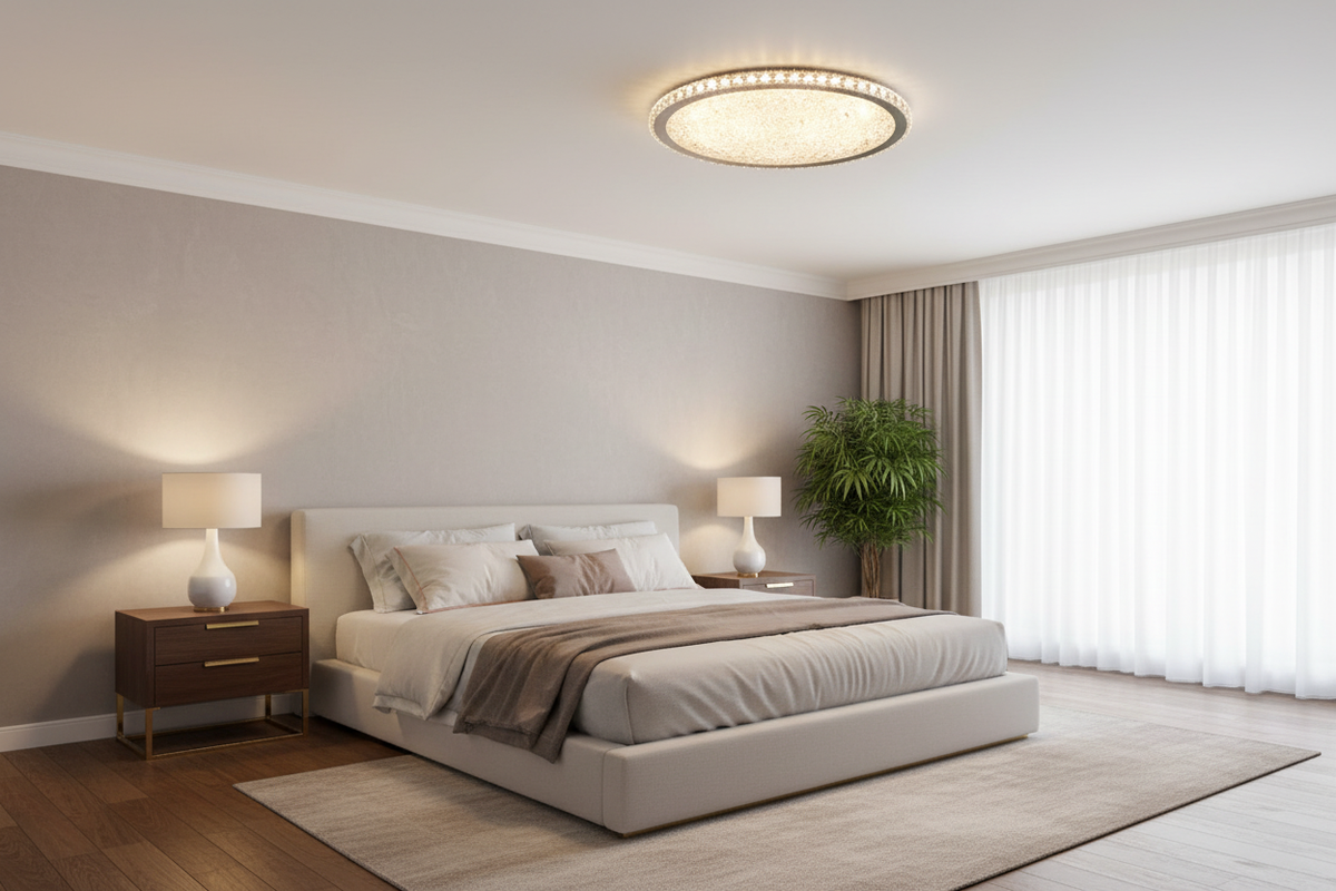 Eliza Crystal Ceiling Light - Clear - Bedroom