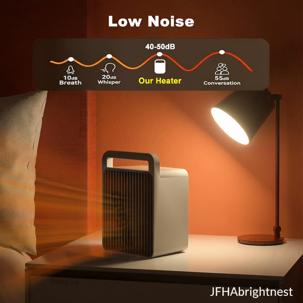 Vesta ceramic heater running quietly at 40-50 dB - JFHABrightNest