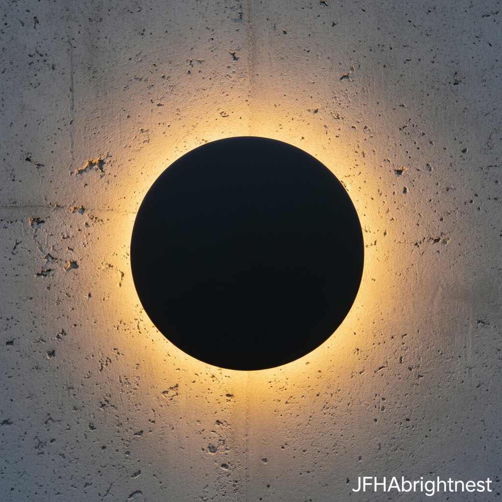 Klyne outdoor wall light in Black Round with halo glow