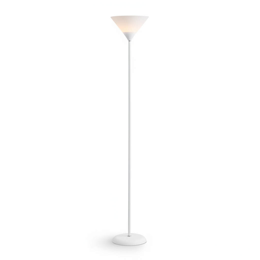Coppa uplighter floor lamp in white with frosted acrylic cone shade
