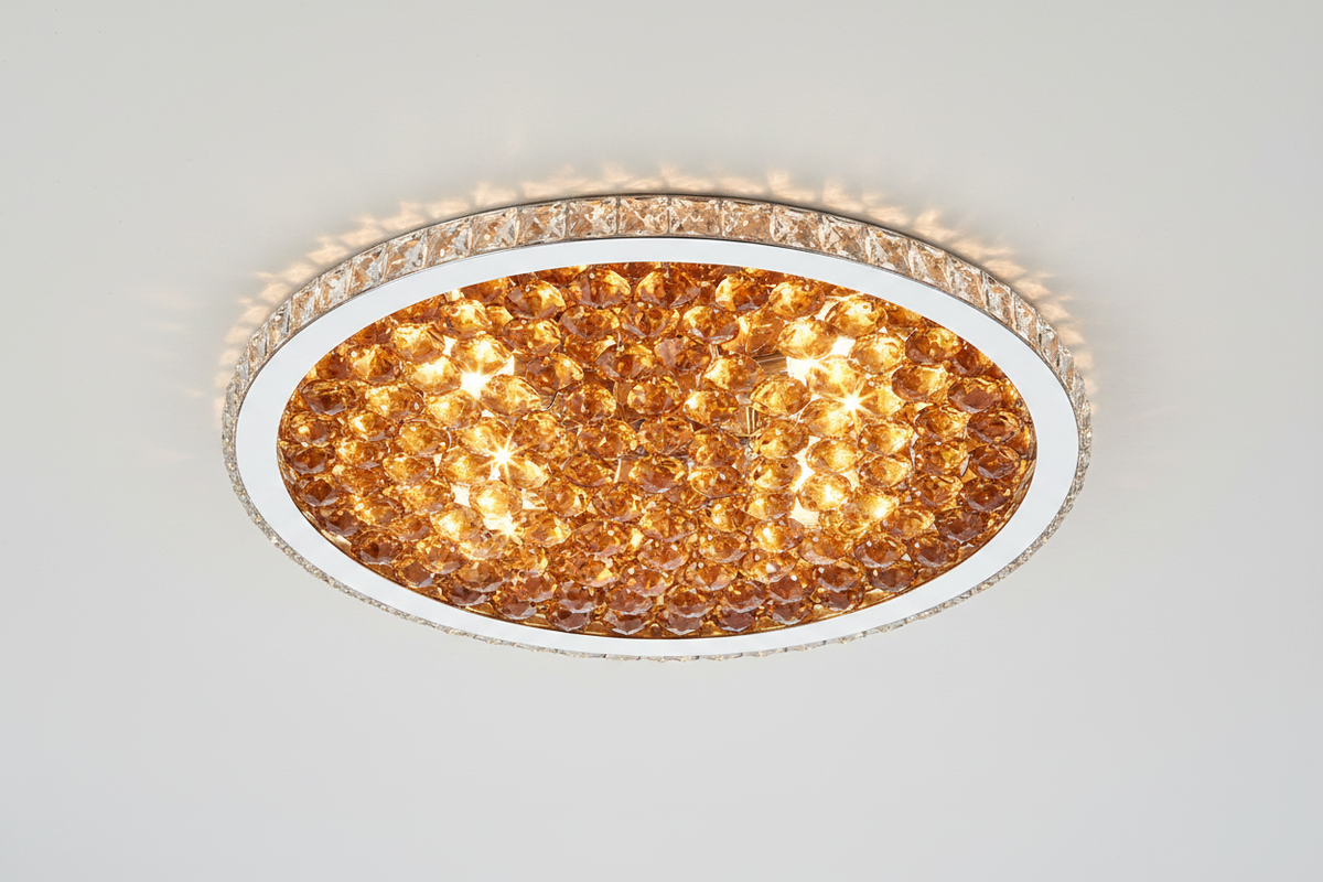 Eliza Crystal Ceiling Light - Amber - Detail