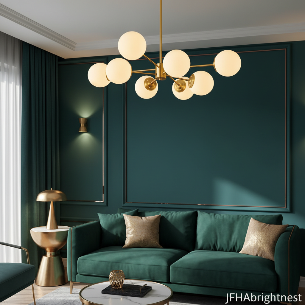 Astra Sputnik Chandelier - Side angle view in open-plan living room