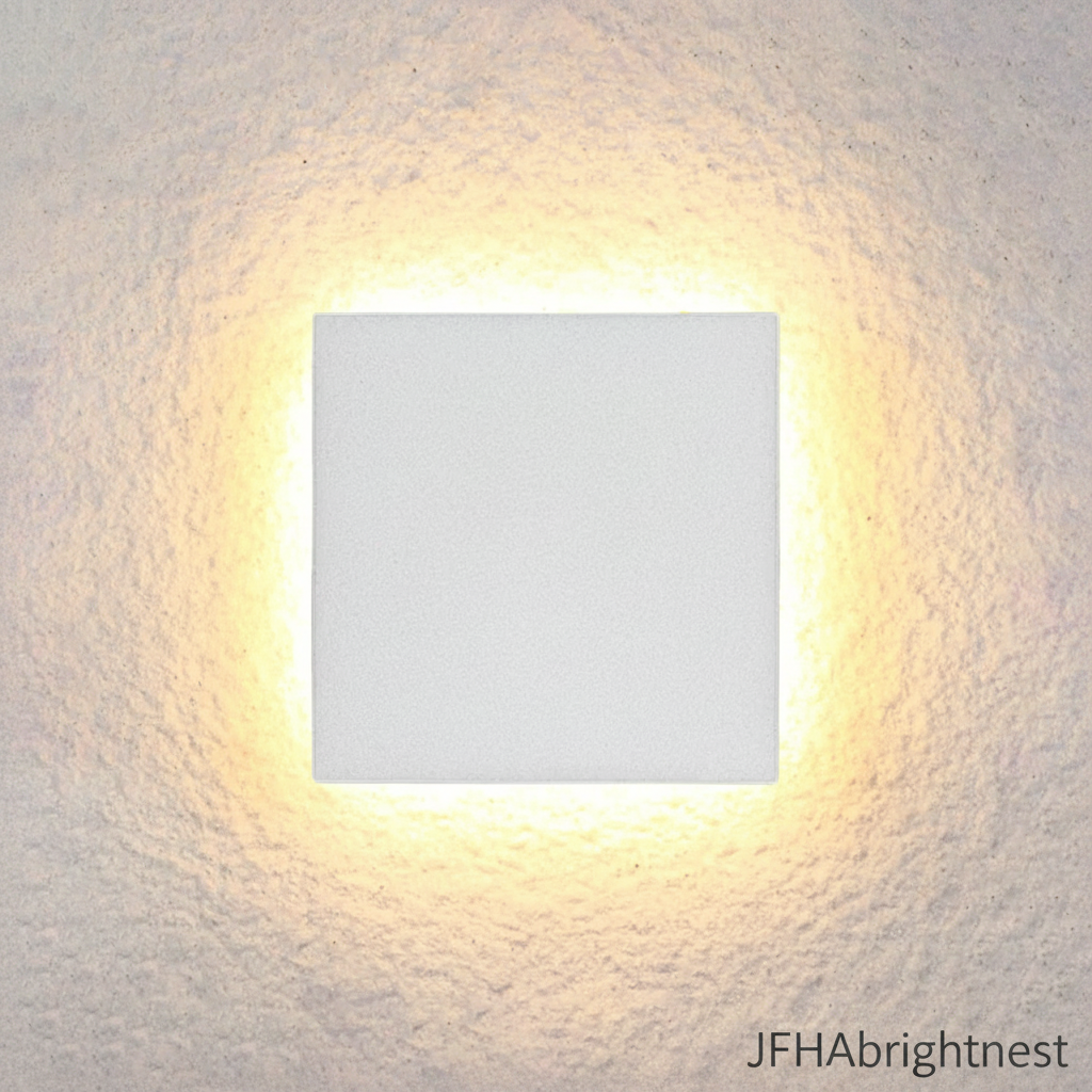 Klyne outdoor wall light in White Square with halo glow