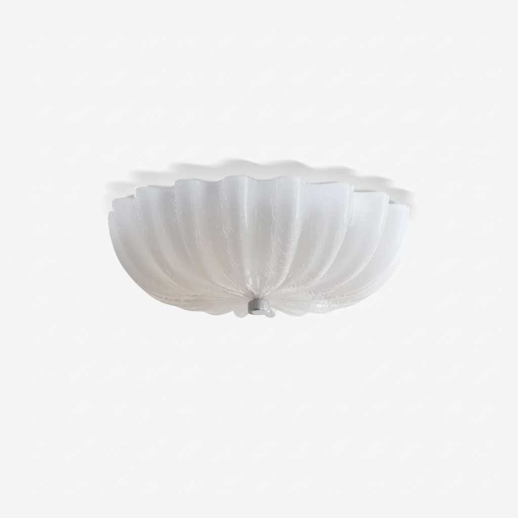 Wyna Blown Glass Ceiling Light — white, bottom-up view