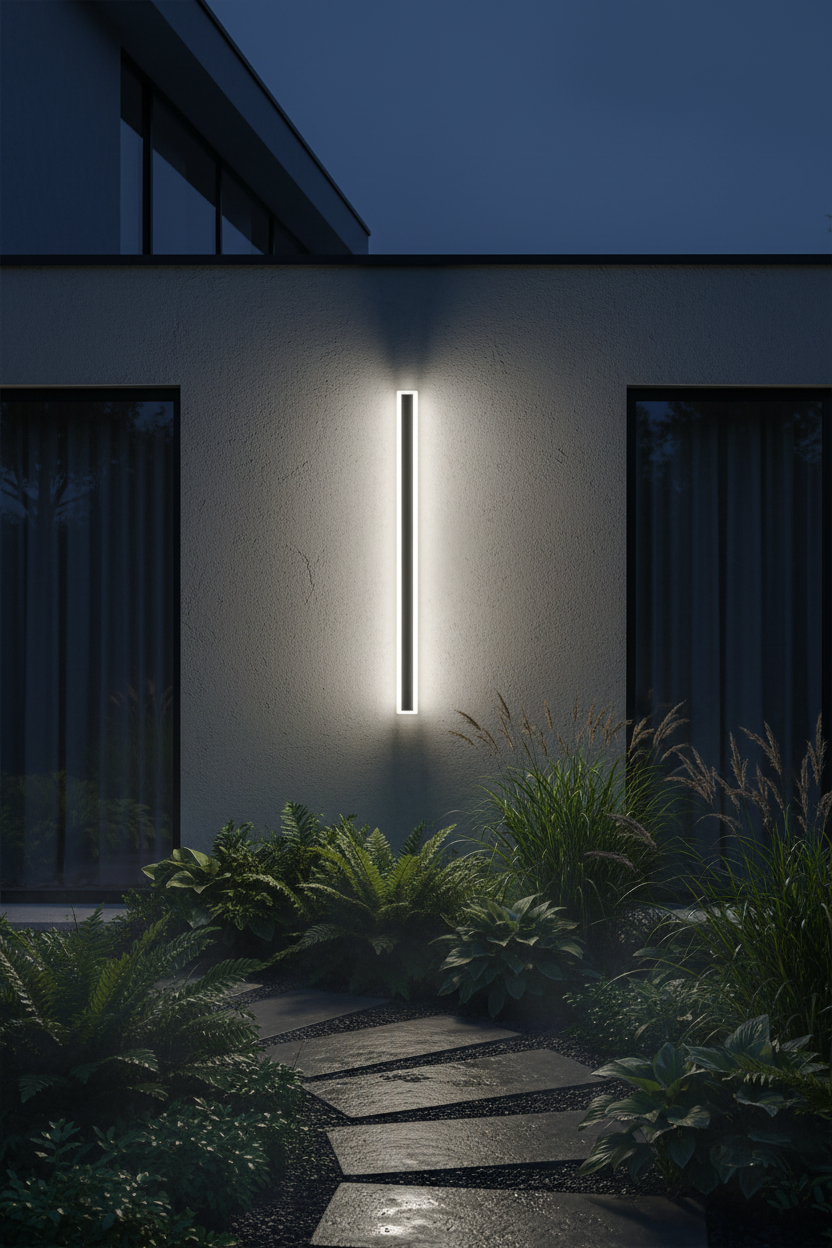 Vynn Linear Outdoor Wall Lamp - Cool White garden entrance