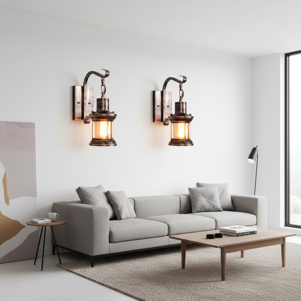 Etra Retro Wall Lamp - Bronze in modern living room