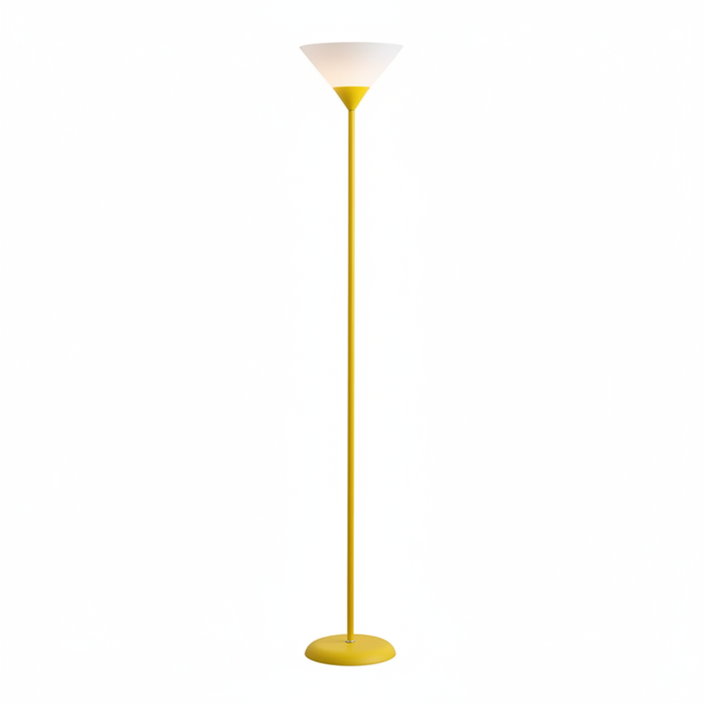 Coppa uplighter floor lamp in yellow with frosted acrylic cone shade
