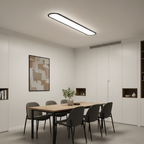Rilo Oval Ceiling Light black frame above dining table