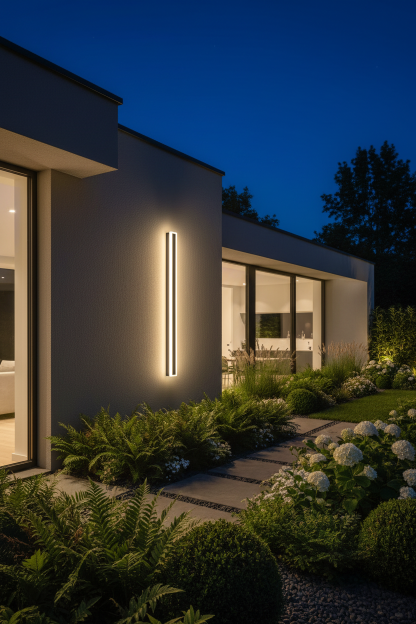 Vynn Linear Outdoor Wall Lamp - Warm White garden entrance